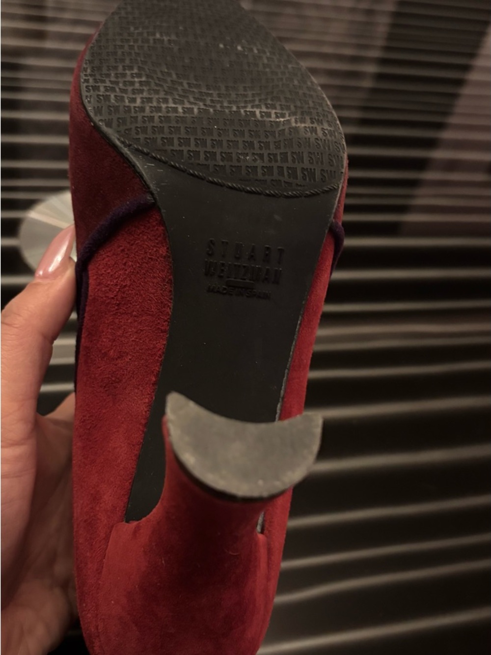 Stuart Weitzman Burgundy Suede Pointed Toe Ankle Booties - Picture 3 of 5